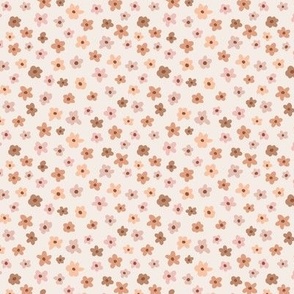 Minimalist ditsy flowers boho vintage garden sweet blossom design vintage seventies blush pink brown SMALL