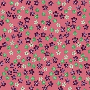 Ditsy Flowers - Dusty Pink and Green