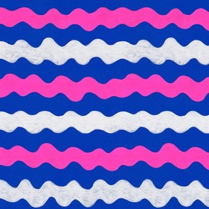 Wiggly Stripes - Dark Blue and Pink