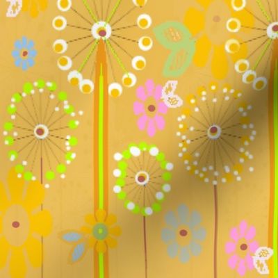 The Delightful Spring Dandelions Print -  © 2022 Vanessa Peutherer - Version 1 -  Golden Brown - 'intheweedsdc' 2022 -  