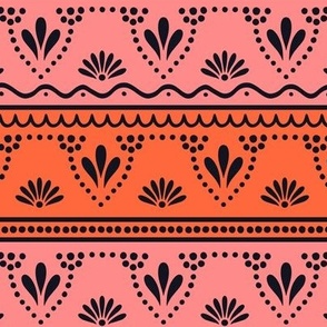 Elegant Pysanky Stripe | Regular Scale | Pink & Orange