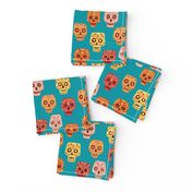 Mexican Day of the Dead Sugar Skulls Teal Small Scale