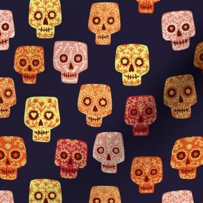 Mexican Day of the Dead Sugar Skulls Dark Small Scale