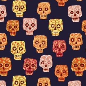 Mexican Day of the Dead Sugar Skulls Dark Small Scale