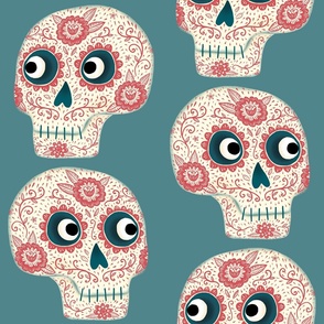 Day of the Dead Sugar Skull Mexican Teal Green Jumbo