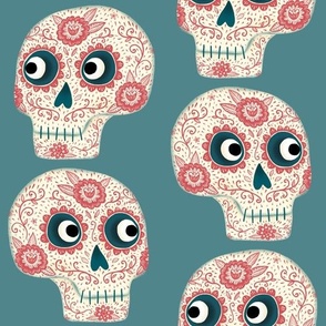 Day of the Dead Sugar Skull Mexican Teal Green