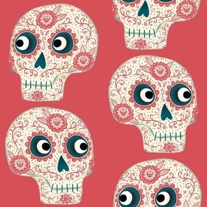 Day of the Dead Sugar Skull Mexican Coral Orange