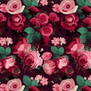 Moody Cottagecore Flower Pattern In Red And Pink