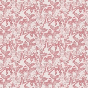Abstract Spring Butterflies Pink on Cream Small