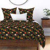 Black Cat Tropical Aesthetic Palms Summer Hawaiian Pattern Print - Black