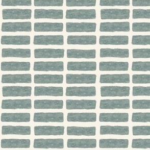 (small scale) block print tile - restoration green/cream geo home decor - LAD22