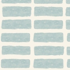 block print tile - dusty blue/cream geo home decor - LAD22