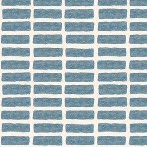 (small scale) block print tile - stone blue/cream geo home decor - LAD22