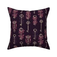 Secret Garden Vintage Keys - Pink & Purple Medium