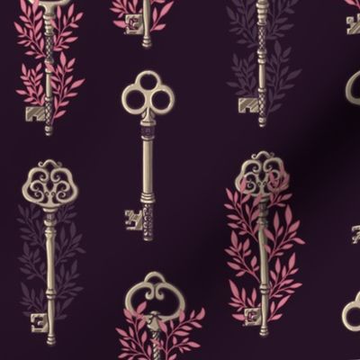 Secret Garden Vintage Keys - Pink & Purple Medium