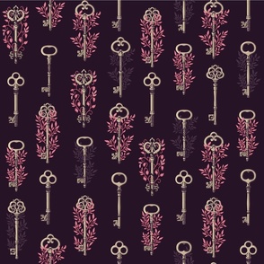 Secret Garden Vintage Keys - Pink & Purple Medium