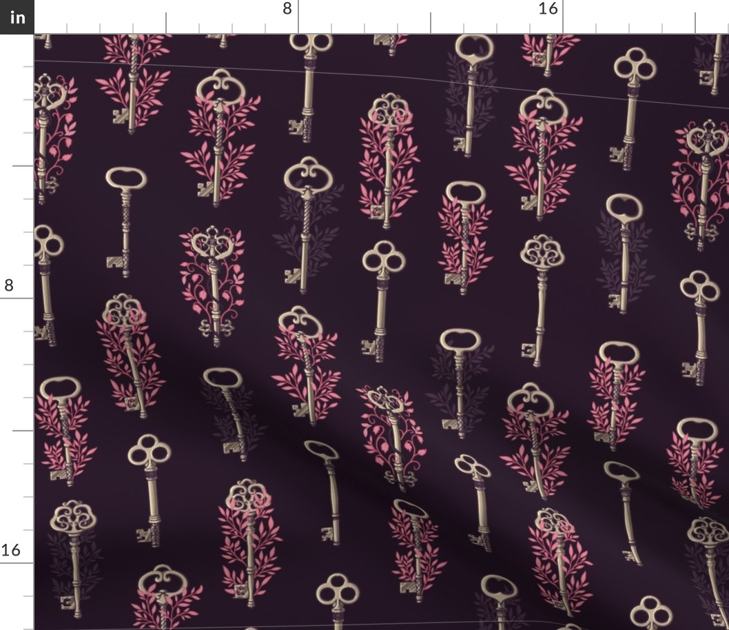 Secret Garden Vintage Keys - Pink & Purple Medium