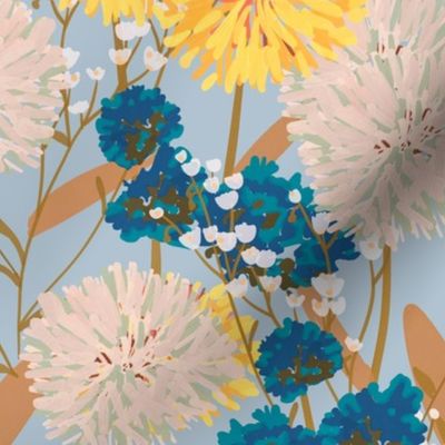 Pretty Weeds - Blue and Yellow - Large Scale