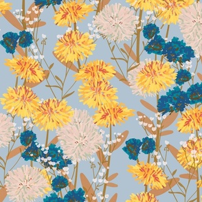 Pretty Weeds - Blue and Yellow - Large Scale