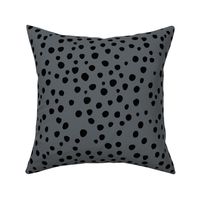 Black Polka Dots on Grey Background Fabric