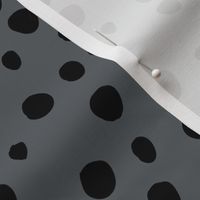 Black Polka Dots on Grey Background Fabric