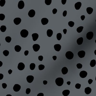 Black Polka Dots on Grey Background Fabric