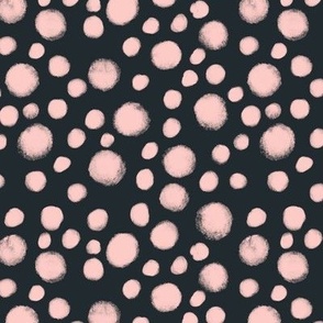 Pink Polka Dots on Black Background Fabric Baby Girl
