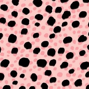 Polka Dots, Pink Pink Black Dots, Cheetah Spots Animal Print Modern Watercolor