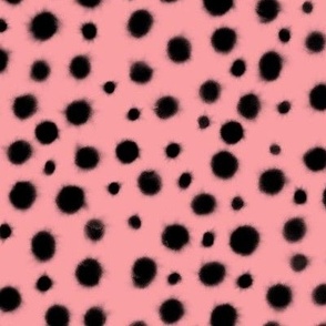 Polka Dots, Pink Black Dots, Cheetah Spots Animal Print Modern Watercolor