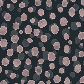 Polka Dots, Pink Black Grey, Cheetah Spots Animal Print Modern Watercolor
