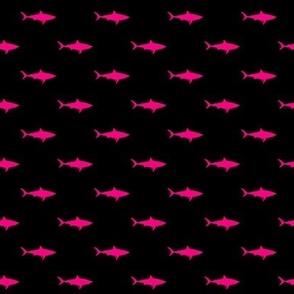 (small scale) sharks (pink on black) - C22