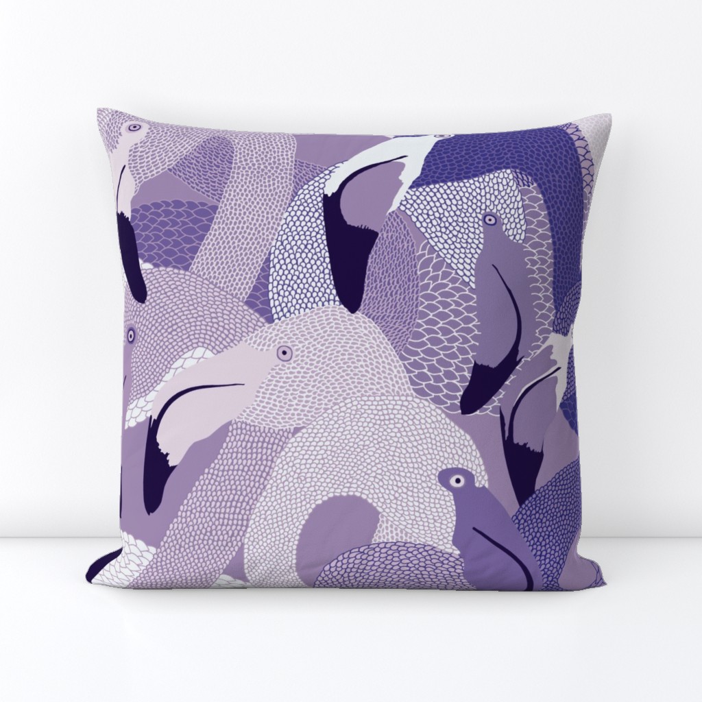 Flamingoes in Violet - EXTRA LARGE