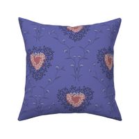 Floral hearts and flowers/periwinkle/ large
