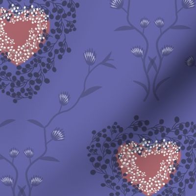 Floral hearts and flowers/periwinkle/ large