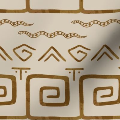 Small Brazilian Native Indians Tribal Gold and Cream