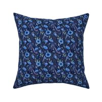 Smallscale Summer Meadow Floral Nocturne, Navy by Brittanylane