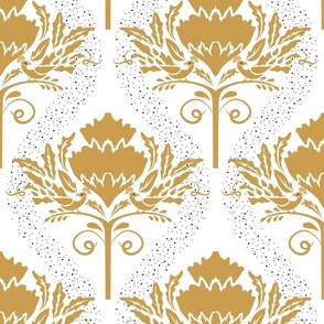 Luxe Maxima- Folk Protea Nouveau- Gold White- Large Scale