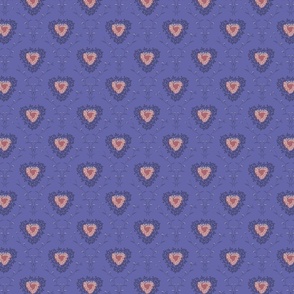 Floral hearts /periwinkle medium scale