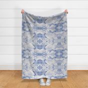 Watercolor Blue and White Clouds Fabric Sky,  Light Blue White