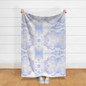Watercolor Blue and White Clouds Fabric Sky,  Light Blue Lavender White