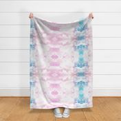 Watercolor Blue and White Clouds Fabric Sky,  Blue Purple Pink White