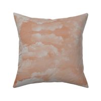 Watercolor Dark Blue and White Clouds Fabric Sky,  Orange White