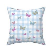 butterfly blue gingham check