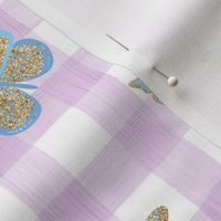 butterfly purple gingham check