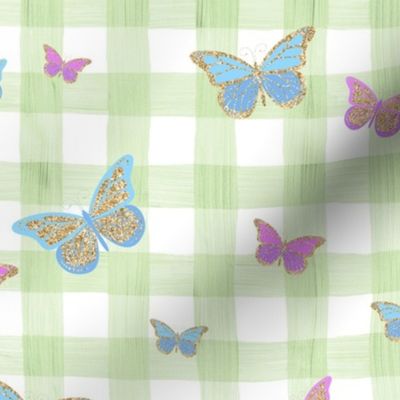 butterfly green gingham check