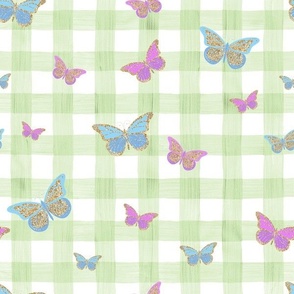 butterfly green gingham check