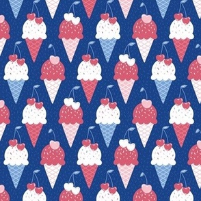 Small Patriotic Ice Cream Cone Americana Red White Blue