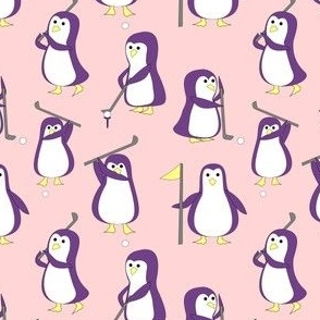 penguin golf pink purple