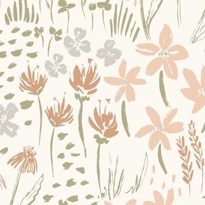 Floating Meadow - vintage Weeds - Large - Soft Pastels Hufton Studio