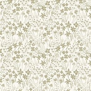 Floating Meadow - Vintage Weeds-Cream and green-Small-Hufton Studio